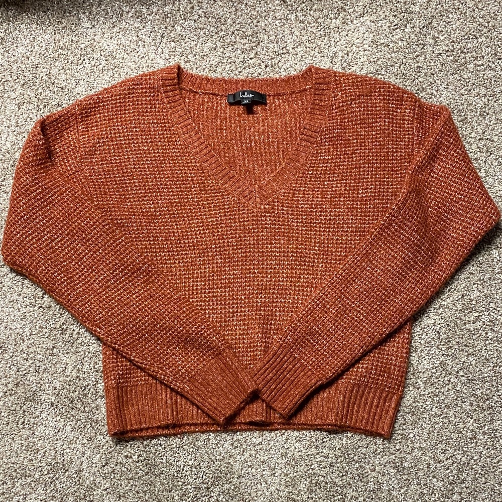 Lulus women’s Rust V-Neck Sweater extra small